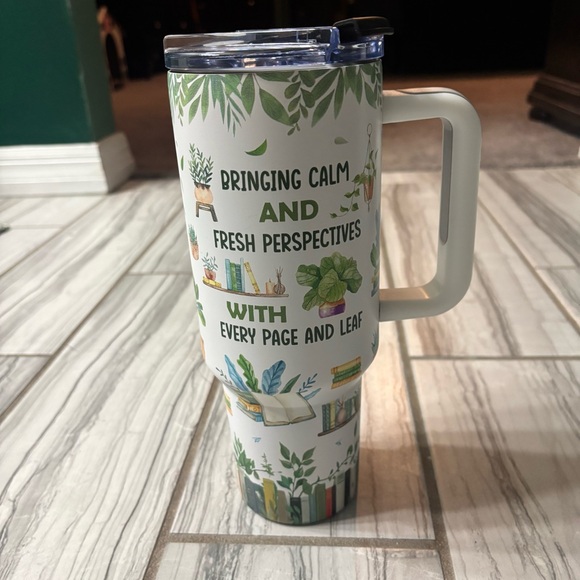 Other - Leafy Green and White Insulated Mug